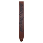 Colonial Leather Flowers Etched Leather Guitar Strap