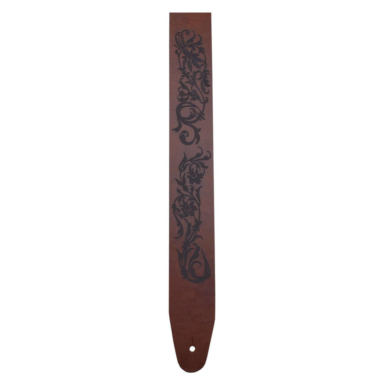 Colonial Leather Flowers Etched Leather Guitar Strap