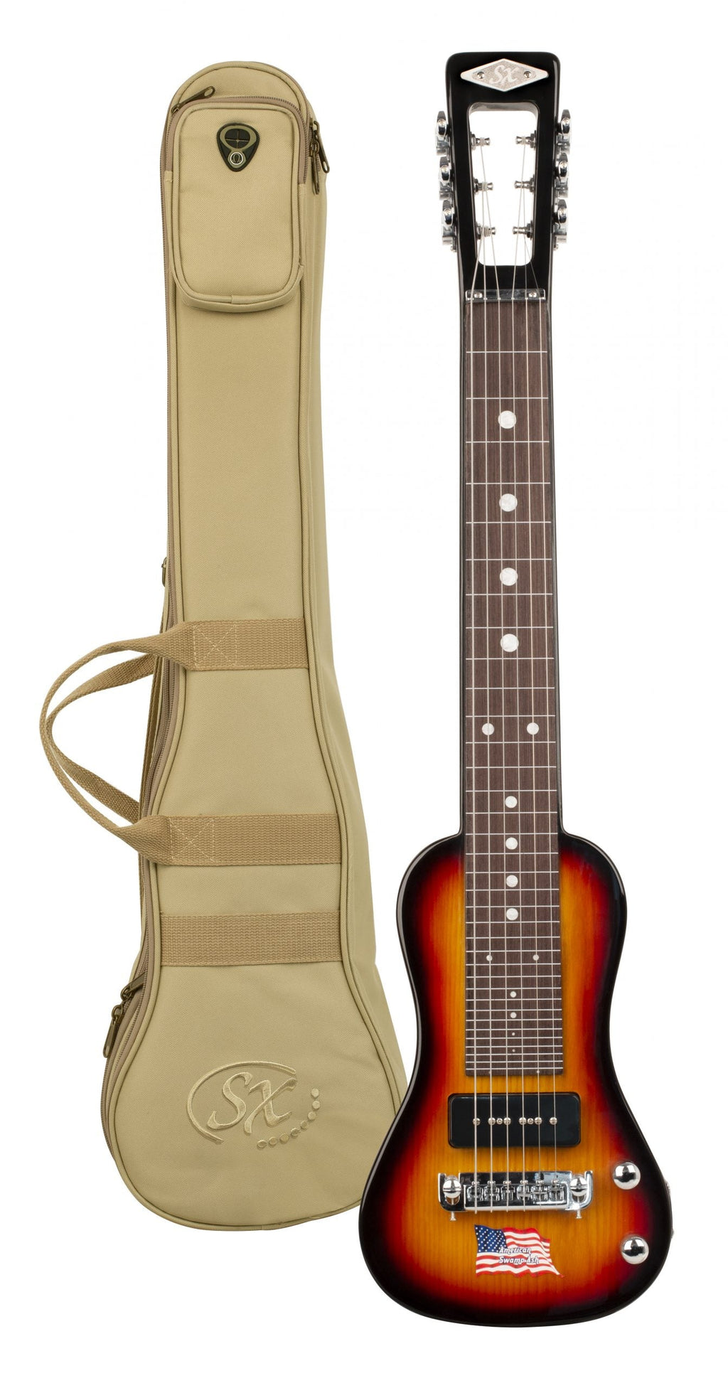 Essex Sx Essex LG22TS Ash Series 6-string lap steel guitar in 3-tone sunburst finish with carrying bag, folk and bluegrass instrument