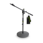 Gravity MS2222B Short Microphone Stand with Round Base & 2 Point Adjusting Tele Boom