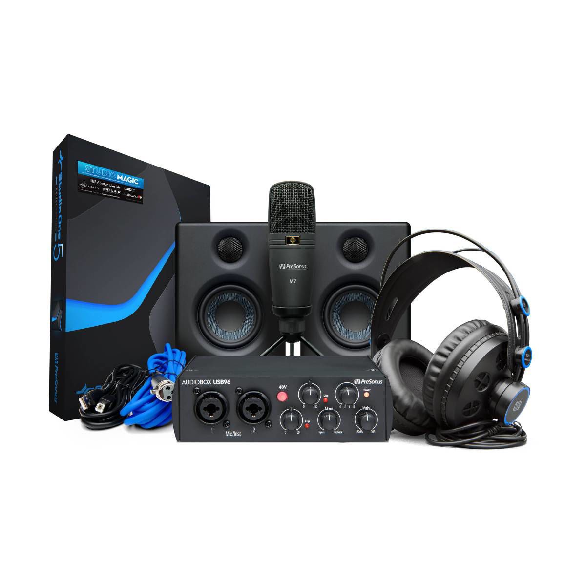 PreSonus USB96BK Studio Ultimate Bundle with USB Interface, E.35 Monitors, M7 Mic, HD7 & DAW