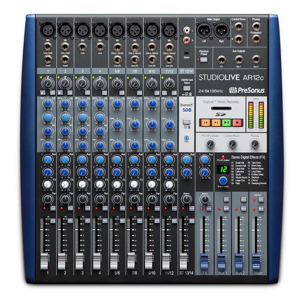 Presonus StudioLive AR12c 12-channel USB-C Audio Interface, Analog Mixer and SD Recorder