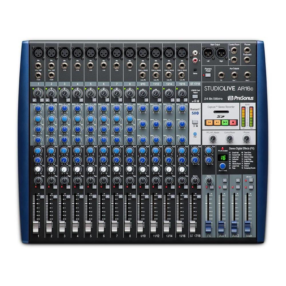Presonus StudioLive AR16c 16-channel USB-C Audio Interface, Analog Mixer and SD Recorder