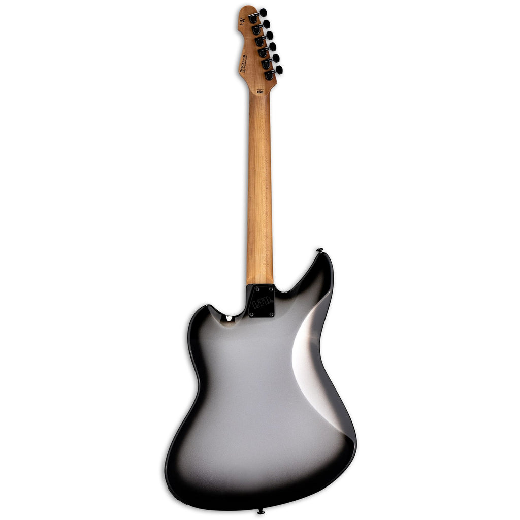 ESP LTD Joe Duplantier JD-I electric guitar in silver sunburst finish, showcasing sleek design and hardware details.