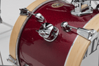Tama Club-JAM Flyer 4-piece drum kit with hardware, including 14-inch bass, 10-inch toms, and 10-inch snare in Candy Apple Mist finish