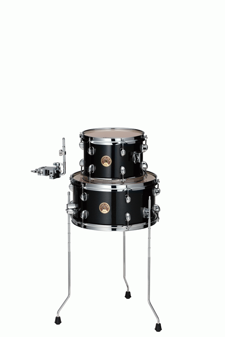Tama 2-piece add-on toms for Club-JAM Mini drum kit, 10-inch and 14-inch in Charcoal Mist finish, mounted on drum stands.