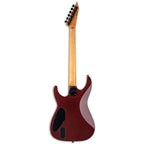 ESP LTD M 400 HT electric guitar in Scarlett Metallic finish with black hardware and maple neck, designed for versatile rock sounds.