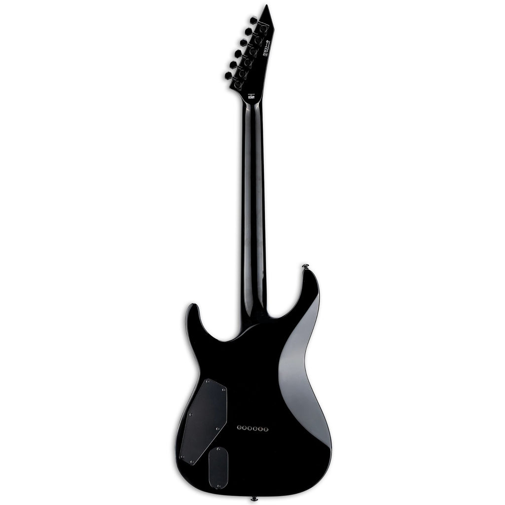 ESP LTD MH 400 HT Quilted Maple Electric Guitar in See Thru Black Sunburst with a sleek body and rosewood fretboard.