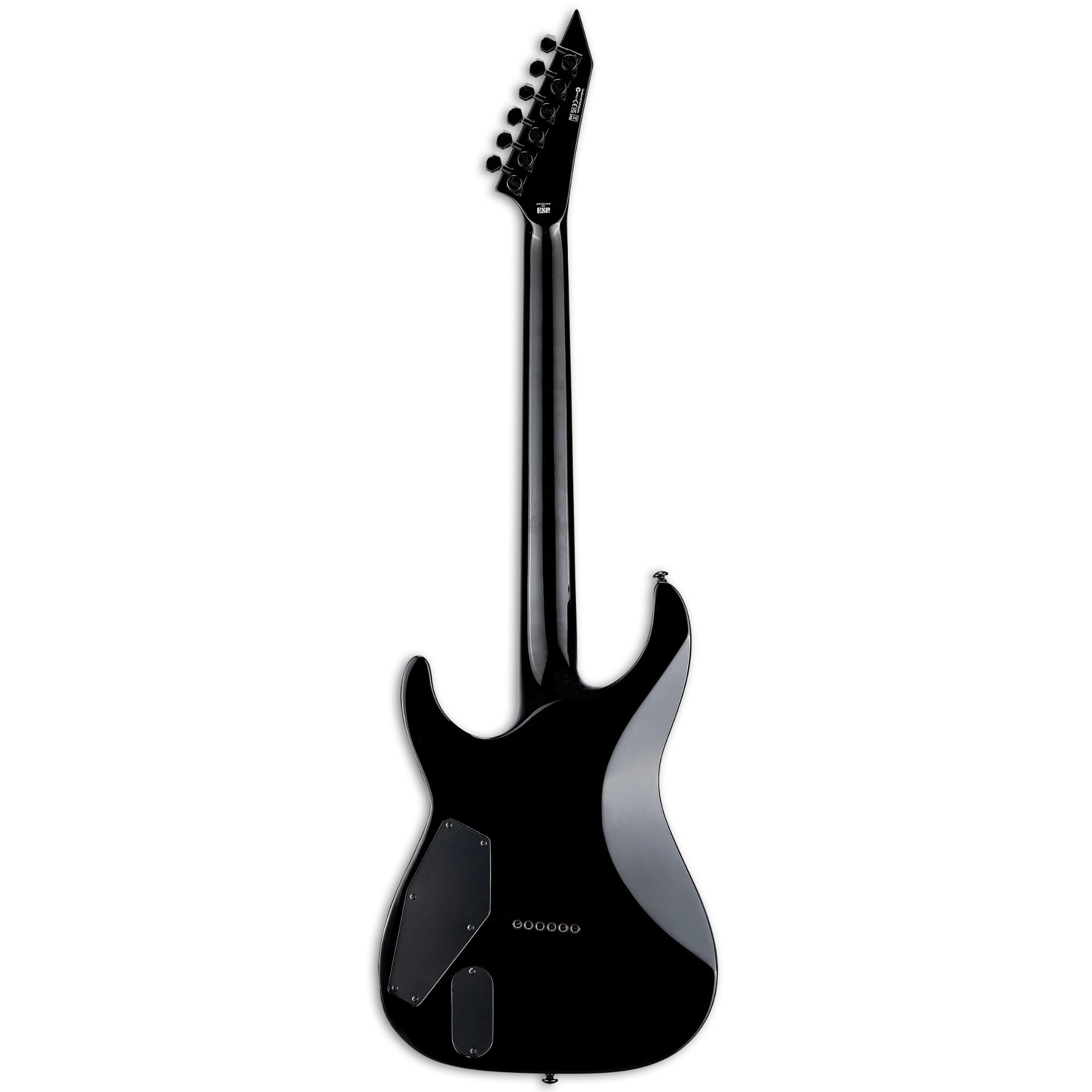 ESP LTD MH 400 HT Quilted Maple Electric Guitar in See Thru Black Sunburst with a sleek body and rosewood fretboard.