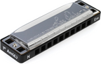Lee Oskar harmonica in key E natural minor, showcasing its sleek design and vibrant color.