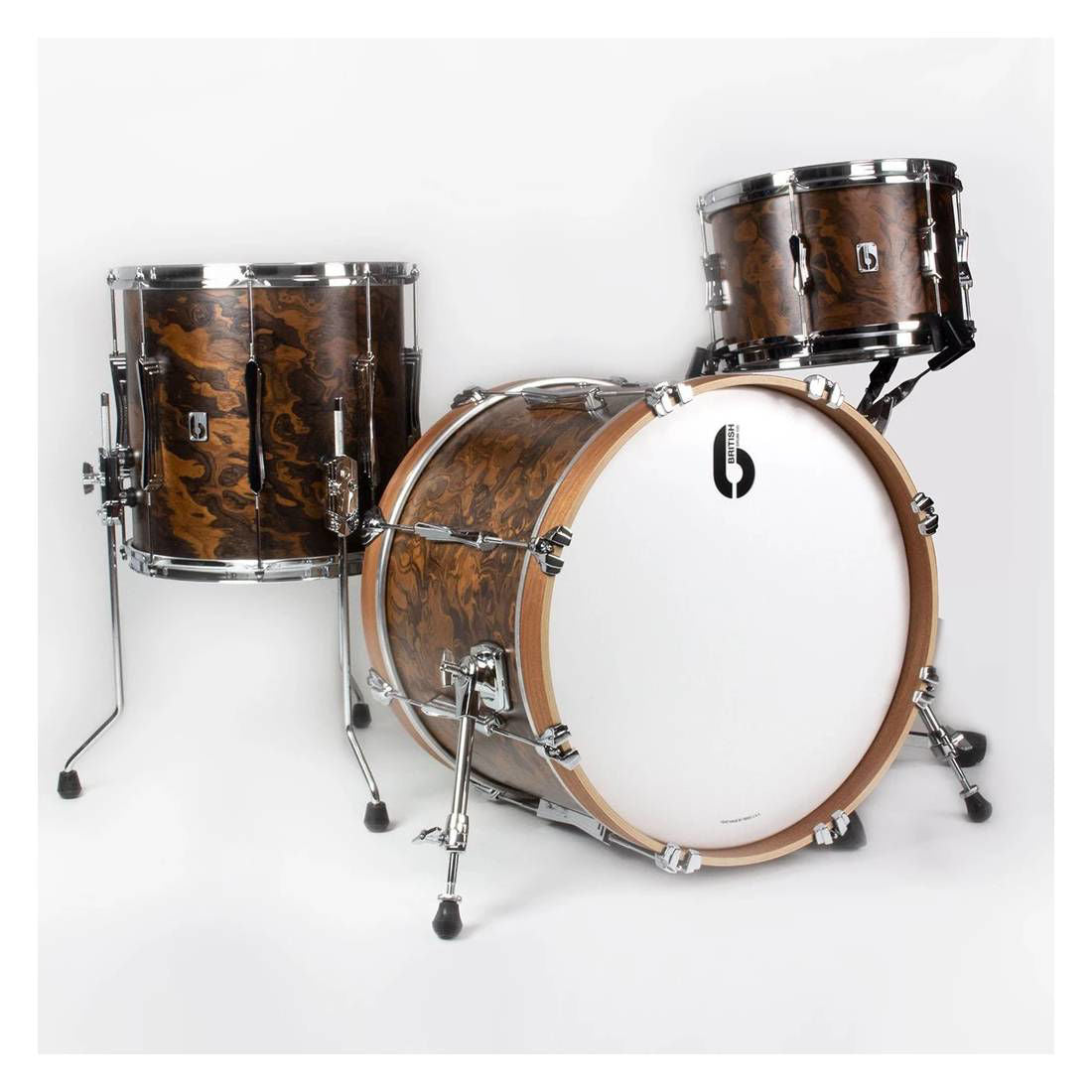 British Drum Company Lounge Club 3-Piece Shell Pack Fusion Drum Kit with 22in Bass Drum - Windsor Dark