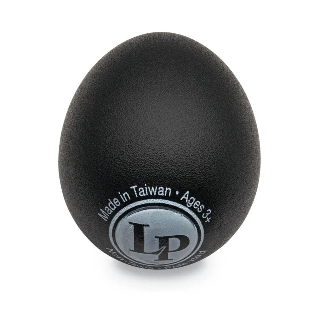 LP Large Egg Shaker in black, a hand percussion instrument from LP, showing its textured surface and compact size.