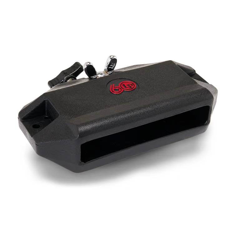 LP LP1207 60th Anniversary Jam Block, hand percussion instrument with engraved anniversary branding, mounted on a stand.