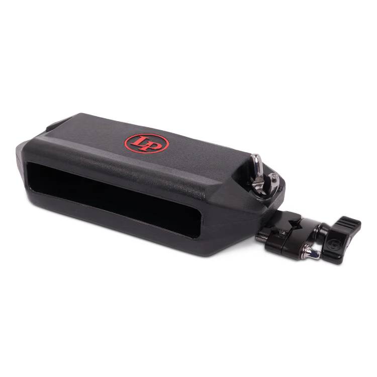 LP LP1207 Deluxe Jam Block with Vise Mount, hand percussion instrument, showing textured wooden surface and mounting hardware.