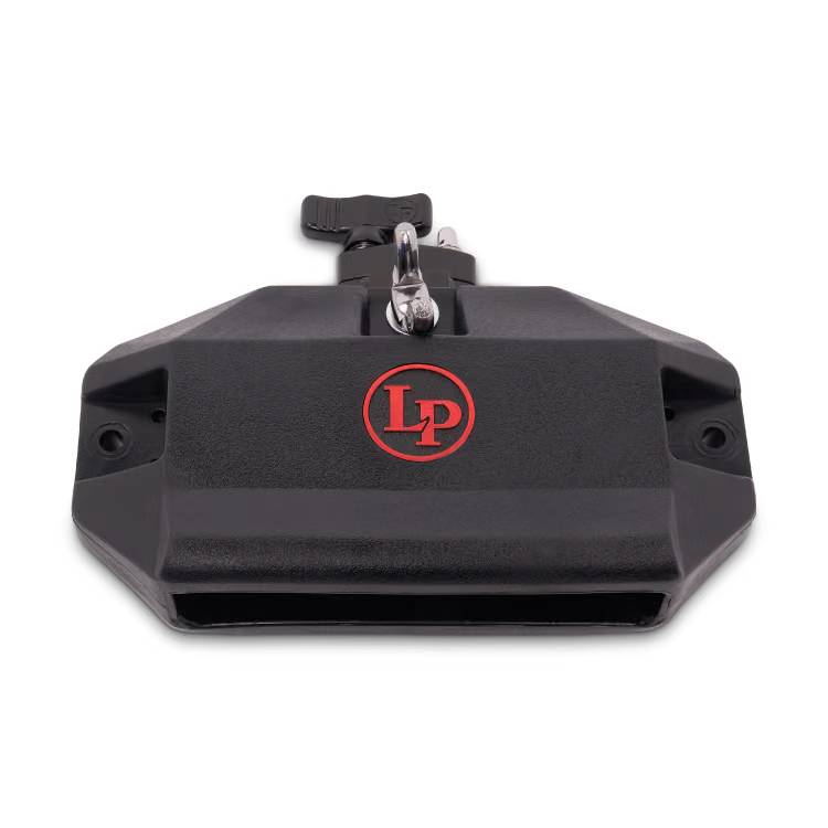 LP LP1207 Deluxe Jam Block with vise mount, a hand percussion accessory, showing a wooden percussion block mounted on a metal vise.