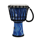 LP LP1607 7-inch Rope Tuned Circle Djembe with blue marble finish and perfect-pitch head, ideal for percussion and drumming.