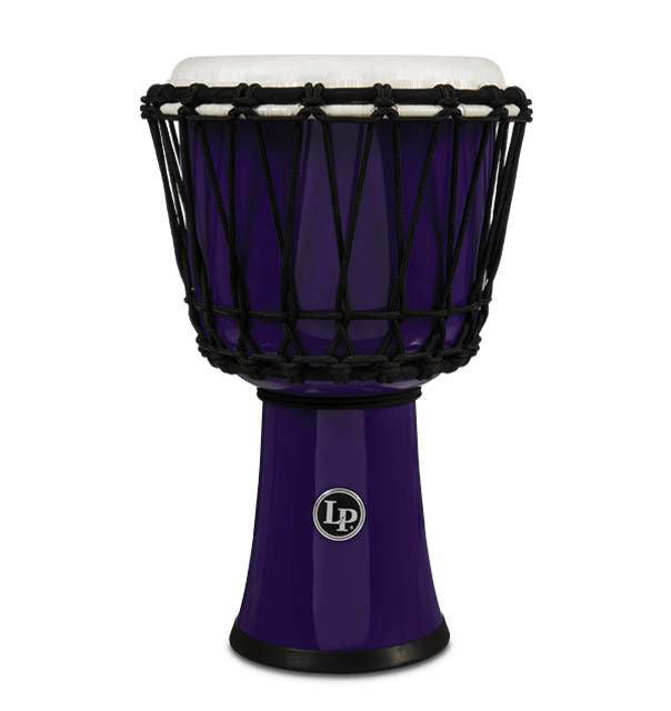 LP LP1607 7-inch purple rope-tuned circle djembe with perfect-pitch head, crafted for rich, vibrant drum sounds.