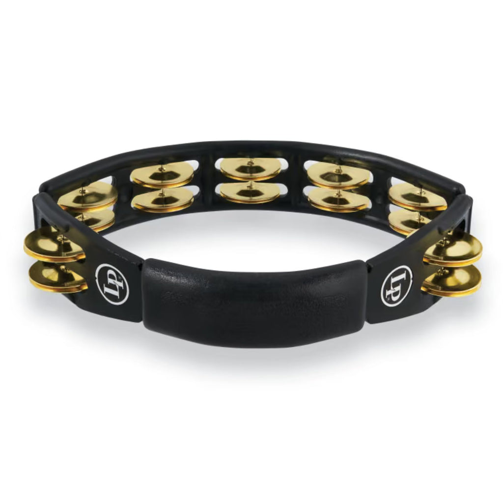 LP LP170 Cyclops Brass Black Tambourine, hand percussion instrument with metal jingles and black finish, designed for rhythm and sound.