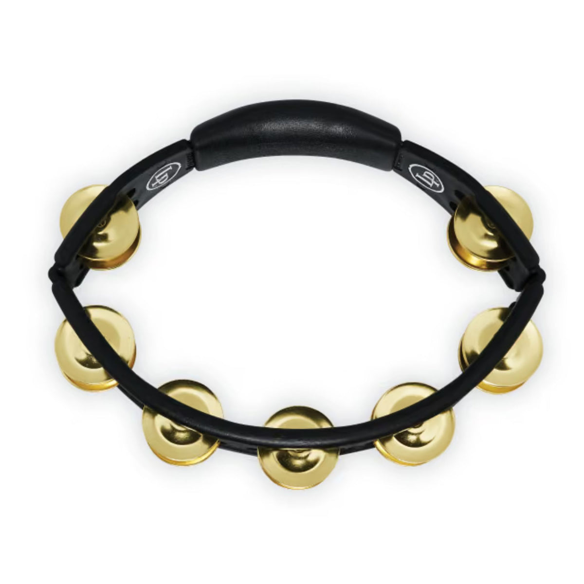 LP LP170 Cyclops brass black tambourine for hand percussion, featuring brass jingles and a sturdy black frame.