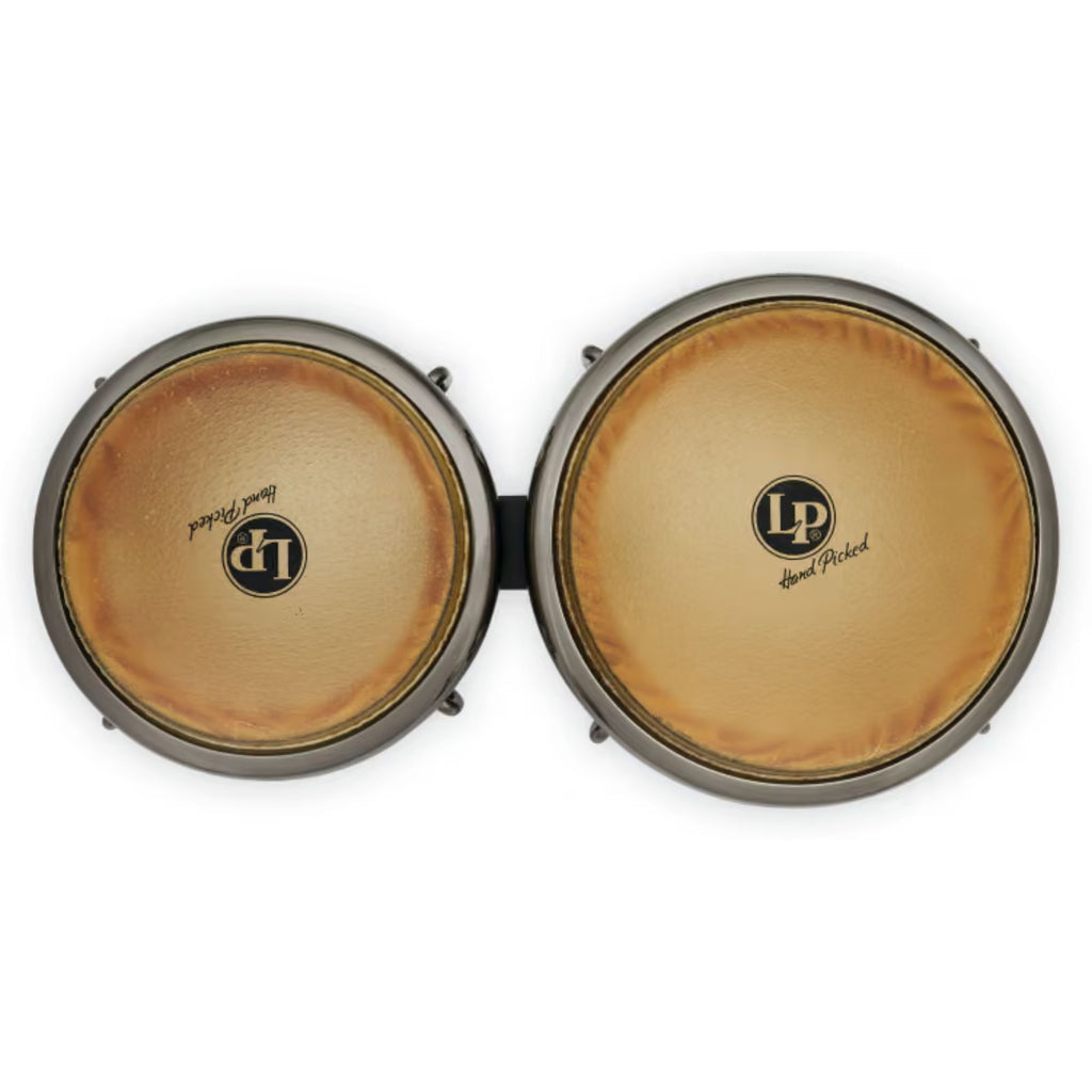 LP Raul Rekow NZ Pine Bongo in black, featuring a smooth finish and ergonomic design, perfect for percussionists.