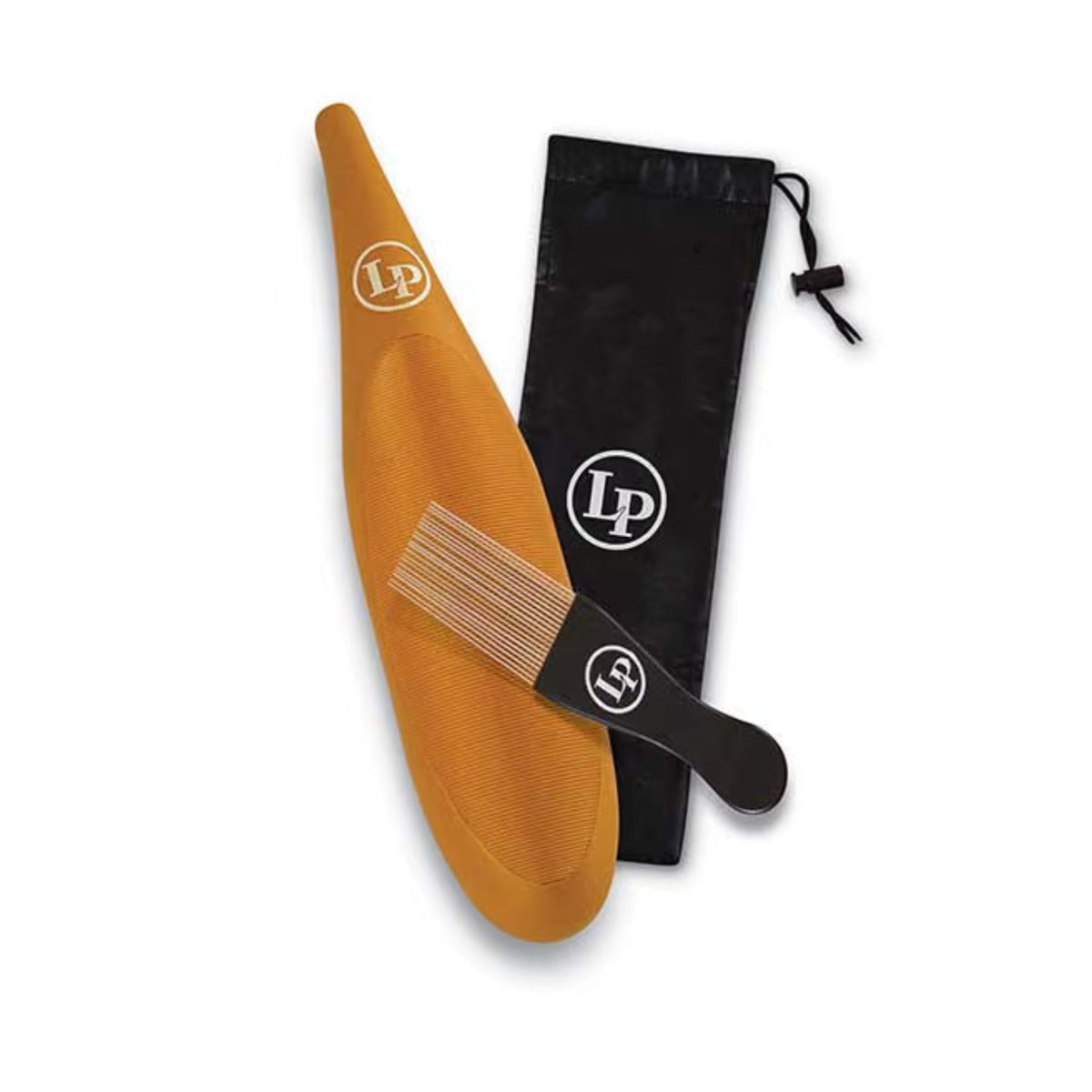 LP LP245 Guicharo Guiro hand percussion instrument with textured surface and wooden handle, designed for Latin rhythms and musical performance.