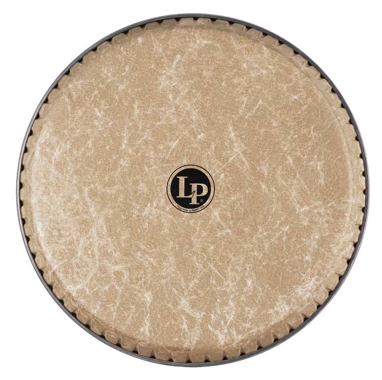 LP LP265 12.5-inch tumbadora drum head from LP for conga drums, showing the textured surface and branding.