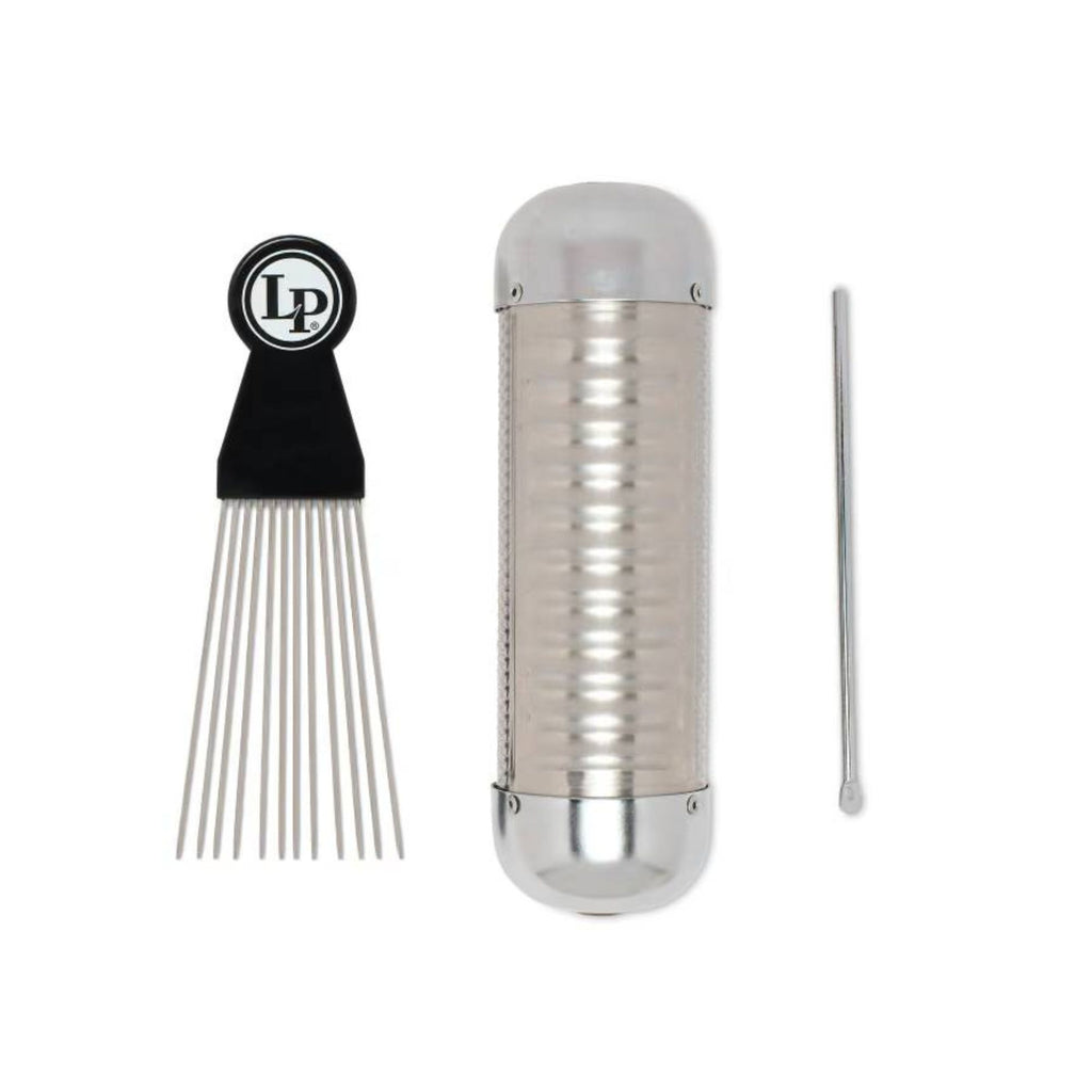 LP LP452 Multi-Guiro hand percussion instrument with multiple gourd-shaped sound chambers and wooden handle, used for rhythm and music.
