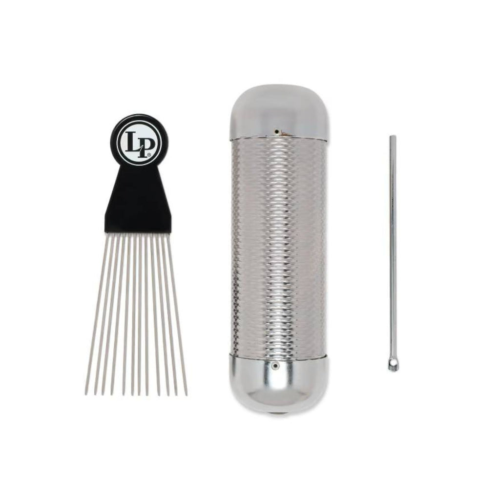 LP LP452 Multi-Guiro hand percussion instrument with multiple gourd attachments and metal beads for rhythm and sound effects.