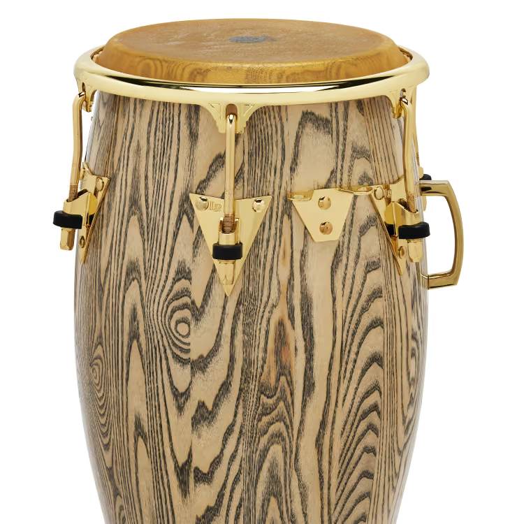 LP Giovanni Galaxy 11 3/4-inch conga drum with gold hardware, showing detailed surface and shiny metallic accents.