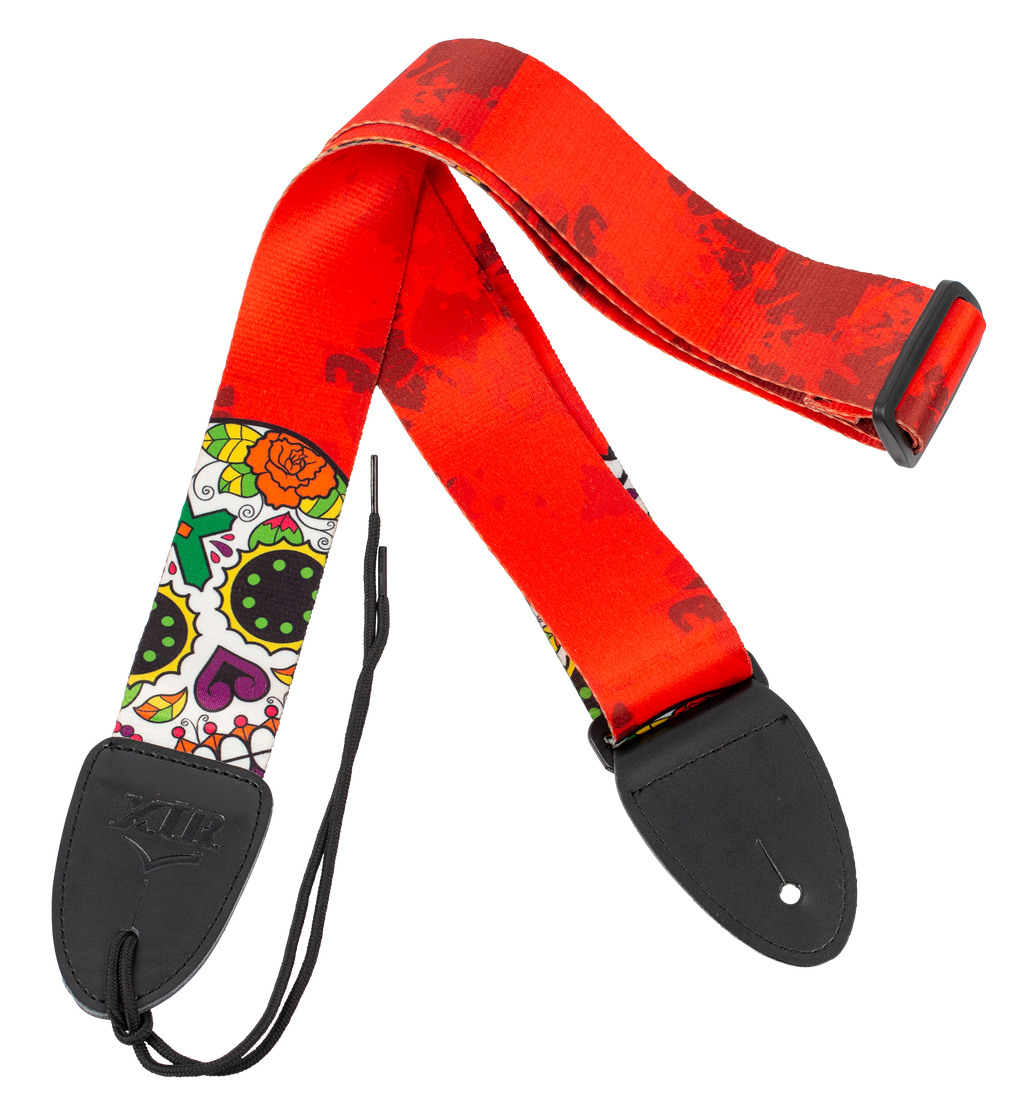 XTR LS128 2inch Seatbelt Style Mexi Skull White Guitar Strap