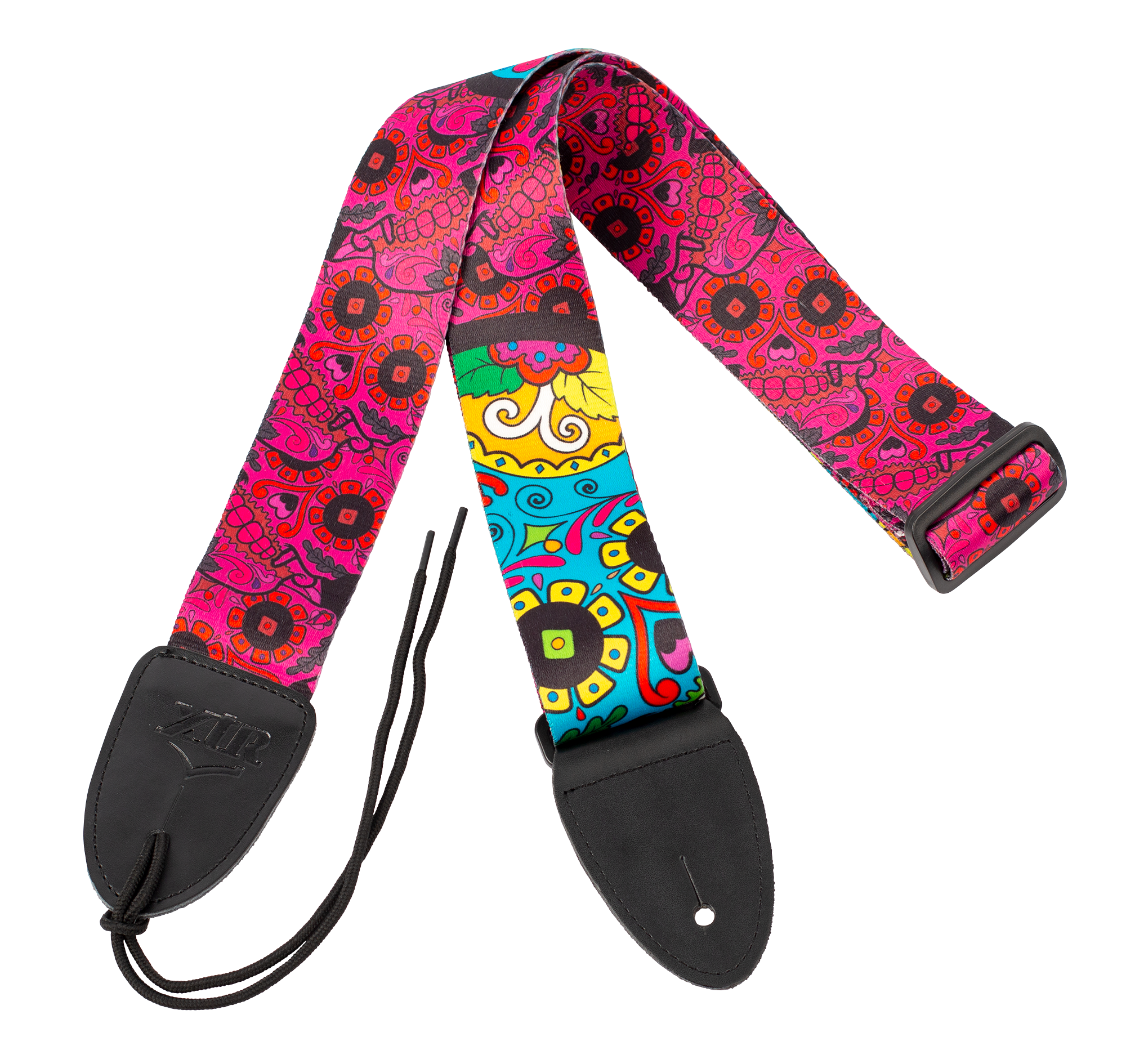 XTR LS129 2 inch Seatbelt Style Mexi Skull Blue Guitar Strap