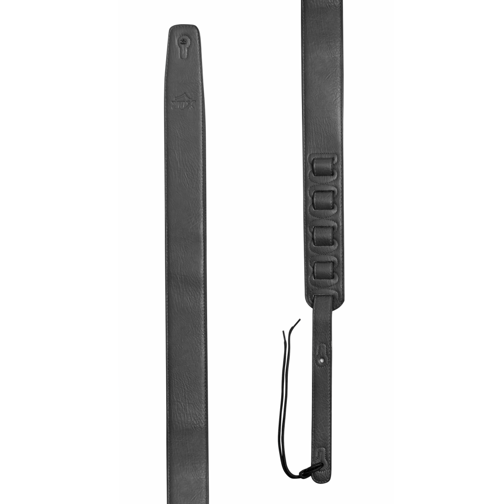 Black XTR 2.5 Classic Soft Padded Leather Guitar Strap by Xtreme, featuring comfortable padding and durable leather construction.