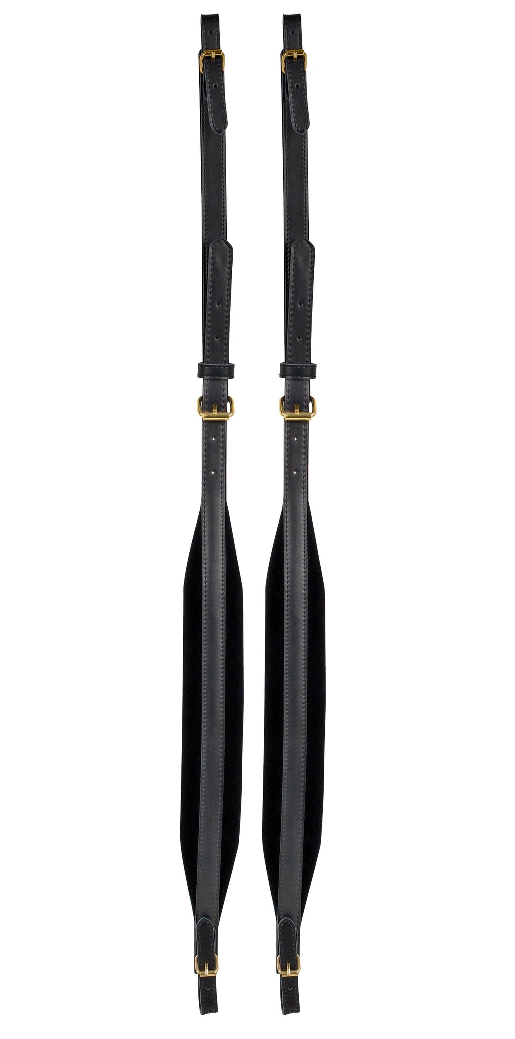XTR Accordion Shoulder Strap 2 1/2 inches, black leather strap with metal hardware for musical instrument or accessory use.