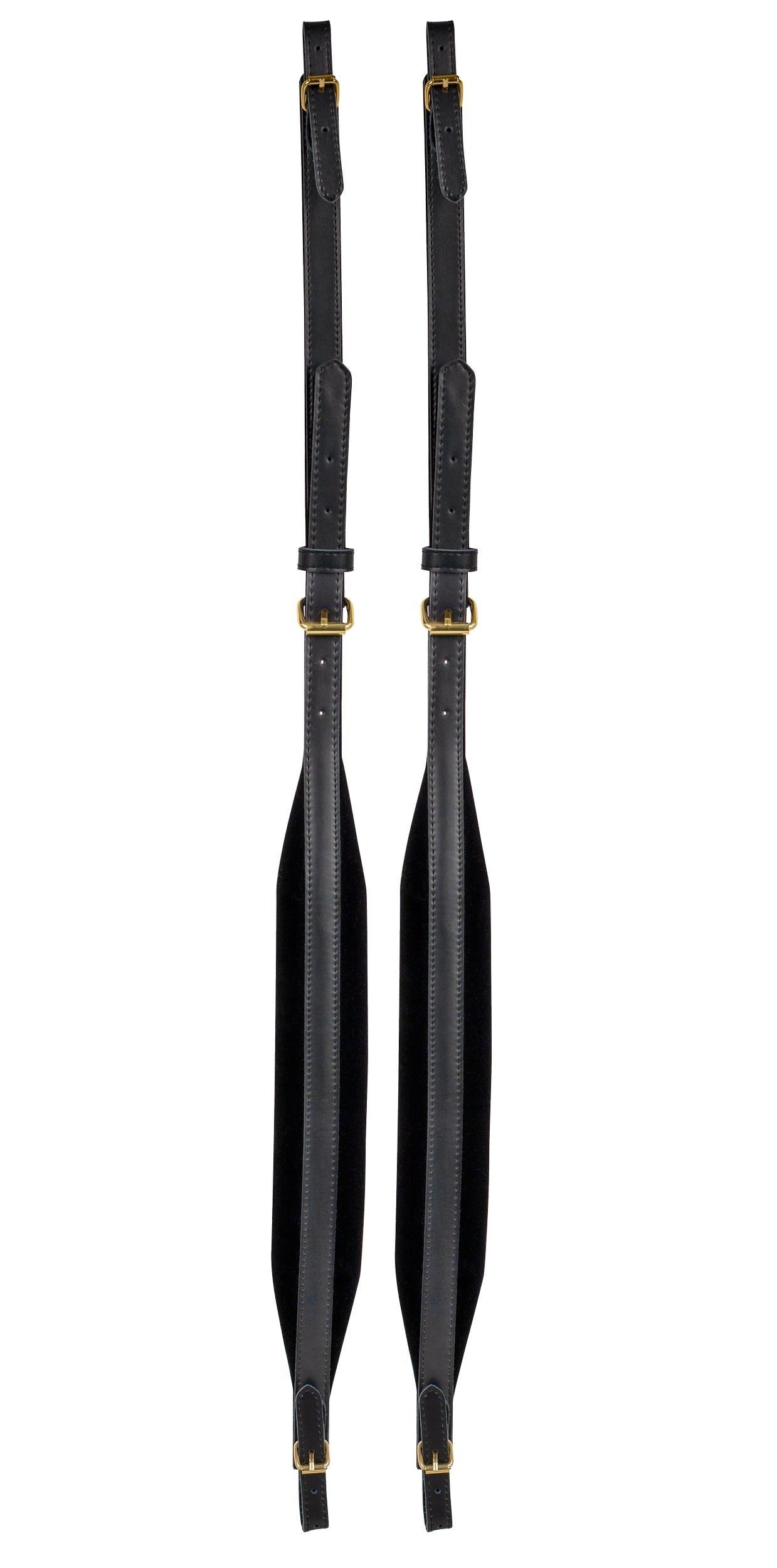 XTR Accordion Shoulder Strap 2 1/2 inches, black leather strap with metal hardware for musical instrument or accessory use.