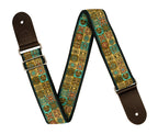 XTR Deluxe Woven Jacquard Poly Cotton Guitar Strap in Vintage Gold with intricate gold and brown woven patterns.