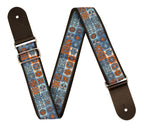 XTR Deluxe woven jacquard light blue guitar strap with poly cotton strap for comfortable, stylish instrument support.