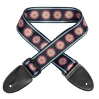 XTR Mandala Art Series guitar strap in purple and black with intricate mandala designs, made for comfortable playing.