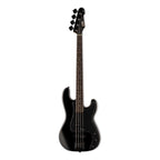 ESP LTD Surveyor 1987 reissue black bass guitar with sleek body and four strings, perfect for rock and jazz music.