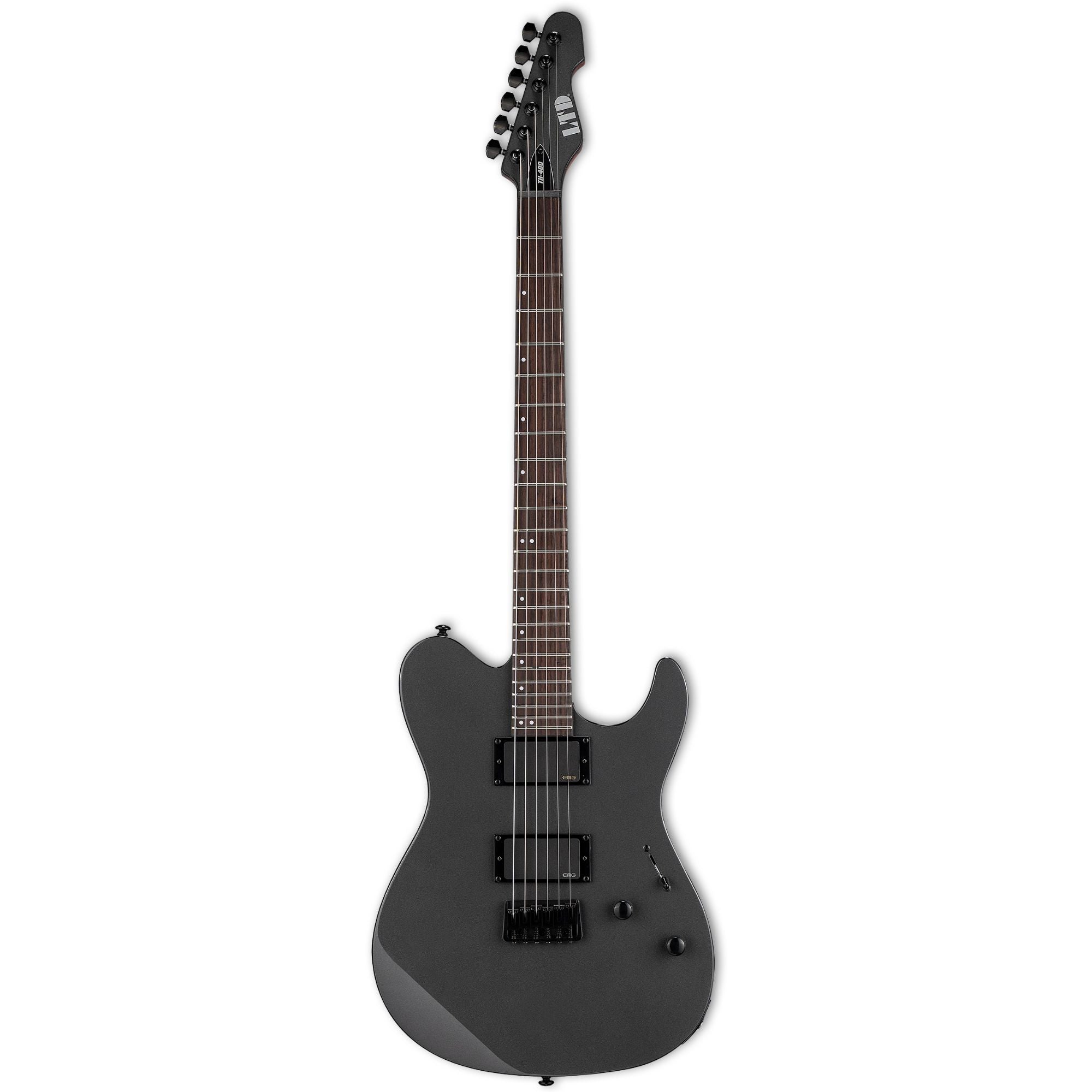 ESP LTD TH 400 electric guitar in Charcoal Metallic finish, featuring a sleek body and six-string setup.