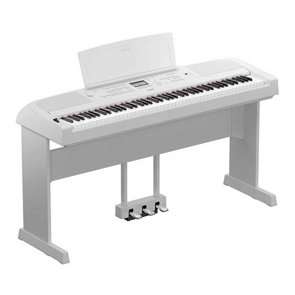 Yamaha DGX670WH Weighted 88-Note Portable Grand Piano in White plus L300 Stand & LP1WH Pedal Unit