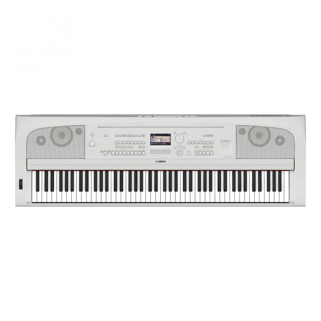 Yamaha DGX670WH Weighted 88-Note Portable Grand Piano in White plus L300 Stand & LP1WH Pedal Unit