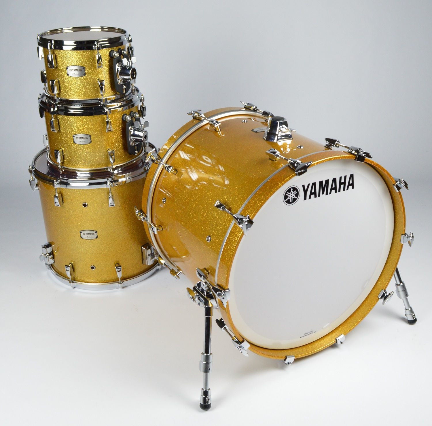 Yamaha Absolute Hybrid Maple 4-Piece Euro Shell Pack Drum Kit with TH945B in Gold Champagne Sparkle