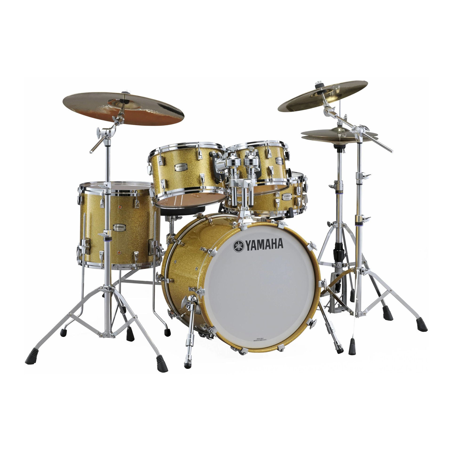 Yamaha Absolute Hybrid Maple 5-Piece Euro Drum Kit with SD, TH945B and HW880 HW Set - Gold Champagne Sparkle