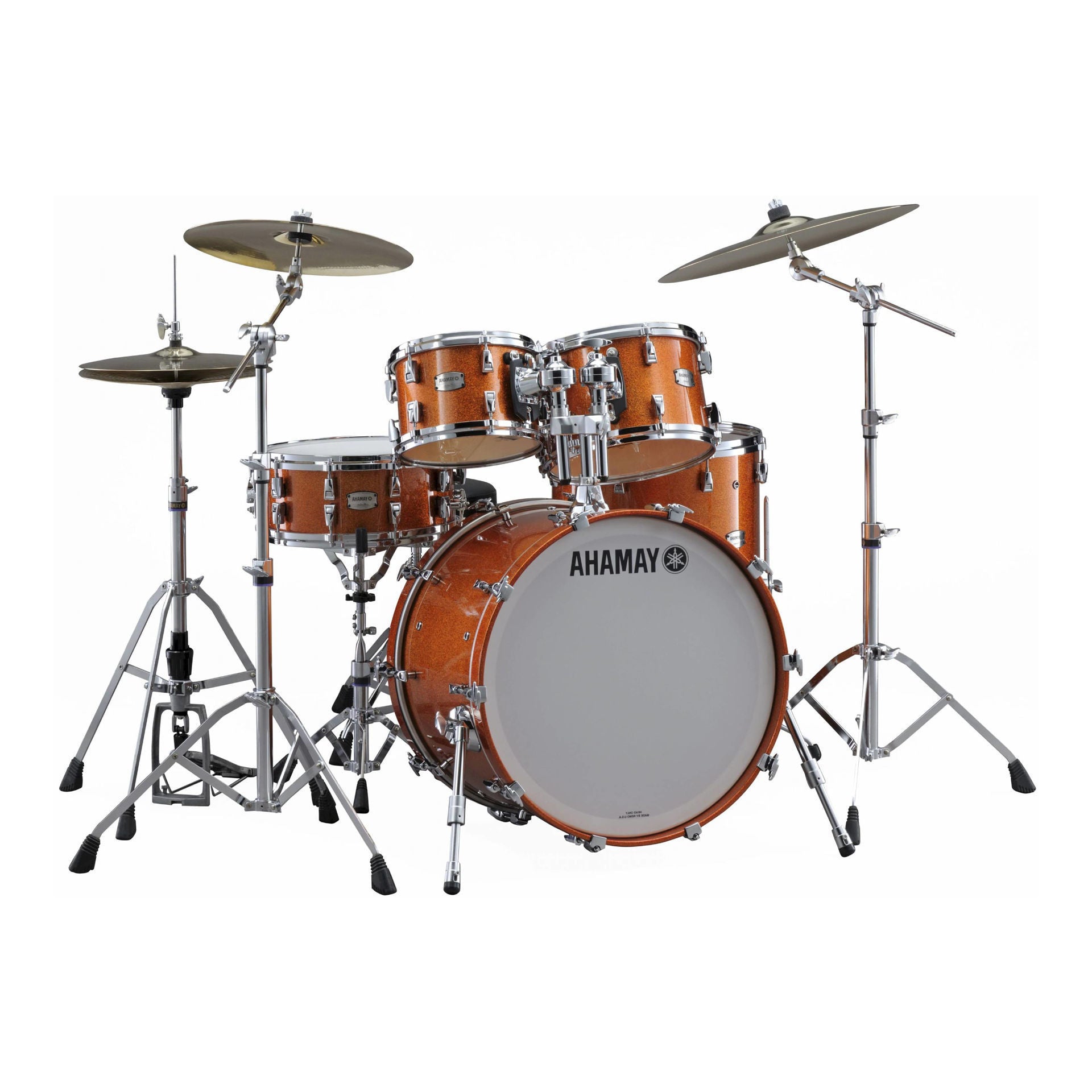 Yamaha Absolute Hybrid Maple 5-Piece Euro Drum Kit with SD, TH945B and HW880 HW Set - Orange Sparkle