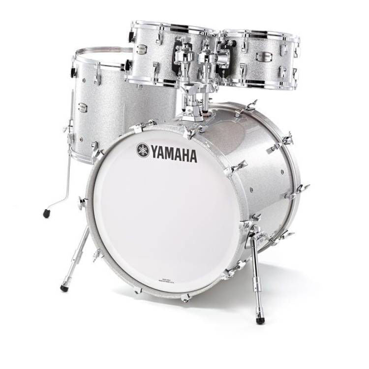 Yamaha Absolute Hybrid Maple 5 Piece Euro Drum Kit with Snare Drum, TH945B and HW880 Hardware Set - Silver Sparkle