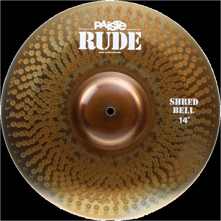 Paiste 14-inch Rude Shred Bell single cymbal with a bright finish and detailed hammering, designed for versatile percussion sounds.