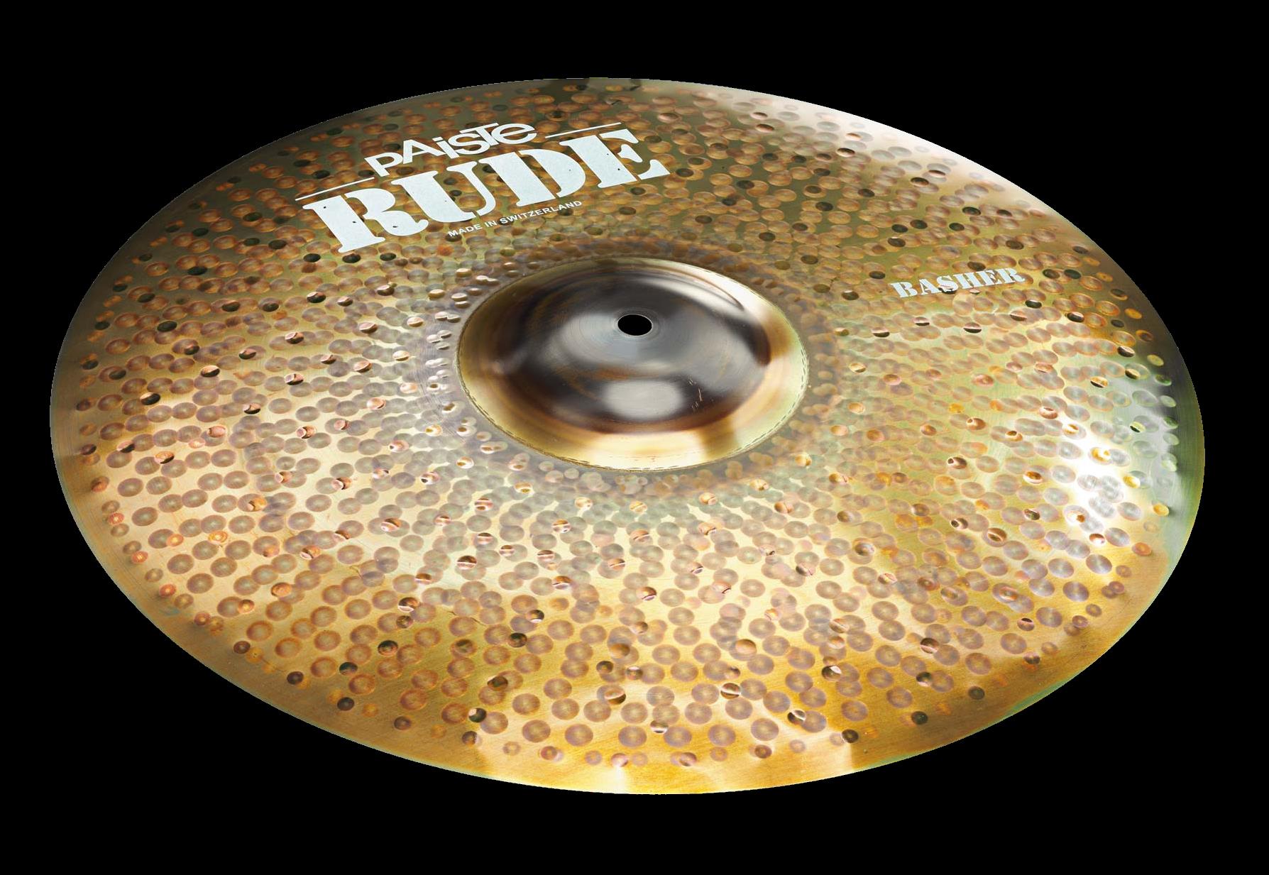 Paiste 20-inch Rude Basher single cymbal with a rugged, dark finish and aggressive sound, ideal for powerful percussion performances.