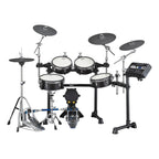 Yamaha DTX8K electronic drum kit in black forest with silicon pads, compact and modern design for versatile drumming practice.