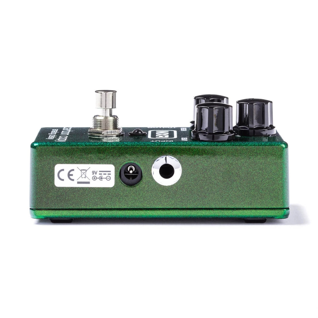 MXR Carbon Copy Analogue Delay guitar effects pedal with vintage-style controls and analog circuitry, shown on a pedalboard.