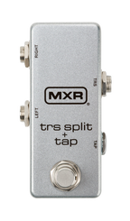 MXR M231 TRS Split + Tap Footswitch for guitar, showing the compact metal footswitch with control labels and connection ports.